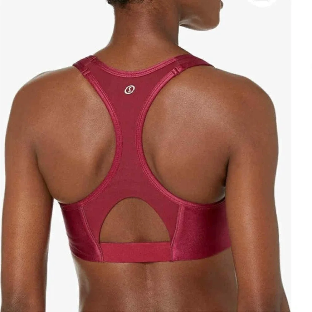 NWT Spalding Women's Active Shine Racerback Sports Bra‎ Red Plum Size Small